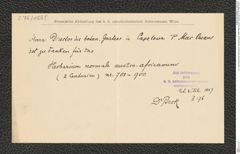 k.k. naturhistorisches Hofmuseum, Intendanzakten 1885-1896 (Hauer), Aktenzahl Z.76/1889, Seite 1